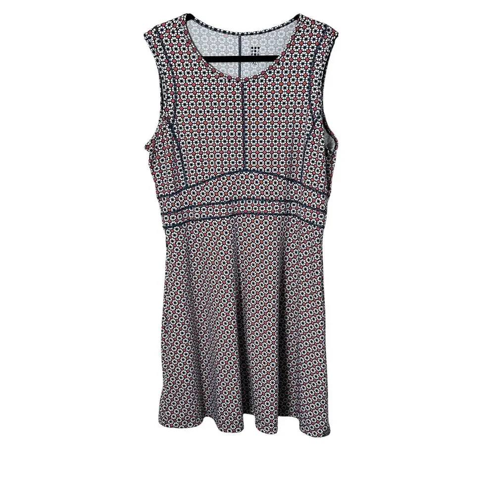 Title Nine Dream Mosaic Fit & Flare Dress XL Athletic Travel Buttah Fabric - Picture 2 of 14